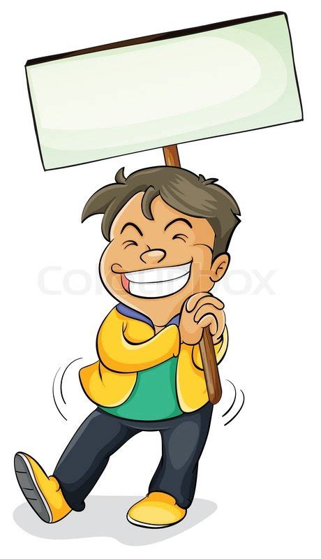 A Boy Holding Board Stock Vector Colourbox