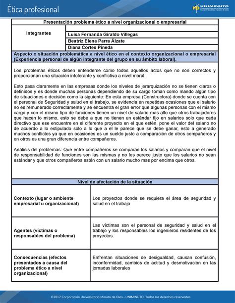 Presentaci N Problema Tico A Nivel Organizacional O Empresarial