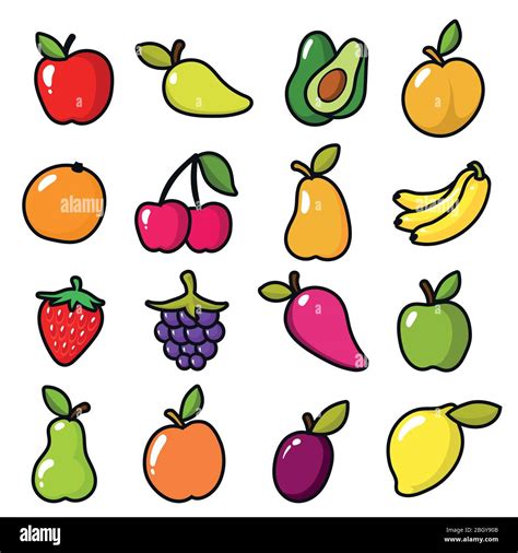 Colección de frutas en estilo de dibujos animados Dibujos animados de