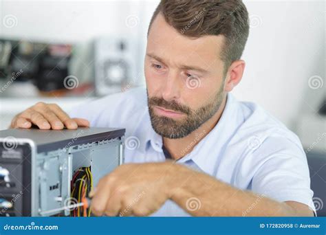 Computer Repair Technician Working on Pc with Tools Stock Photo - Image ...