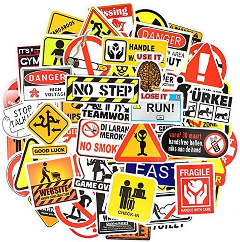 50pcs Warning Sign Stickers Warning Graffiti Stickers Etsy