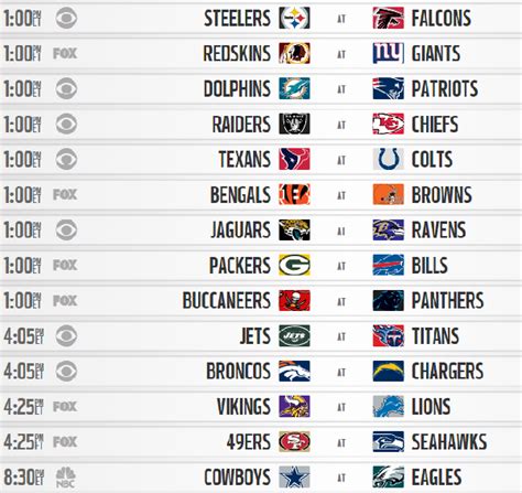 Nfl Week 15 Printable Schedule