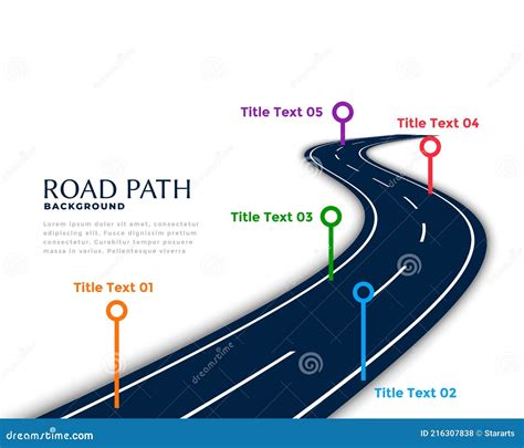 Winding Road Infographic Template With Milestone Points Stock Vector