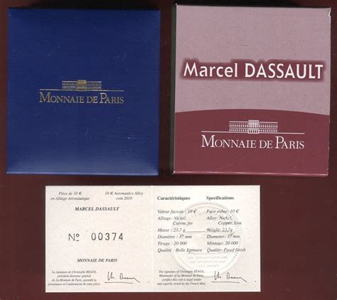 Frankreich 10 Euro 2010 Marcel Dassault 1892 1986 Proof With Box Coa