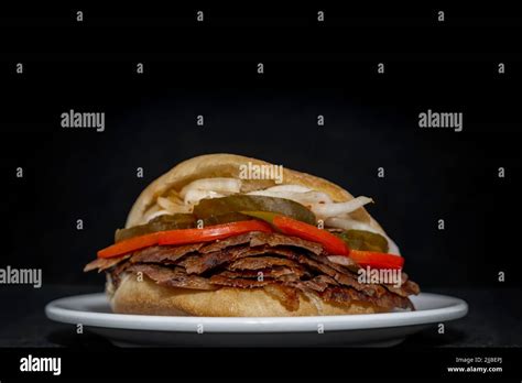 Isolated Meat D Ner Sandwich Or Sandvi D Ner On Plate Stock Photo Alamy