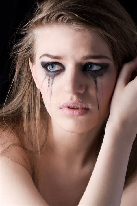 Young Crying Woman On Dark Background Royalty Free Stock Image - Image: 30480556