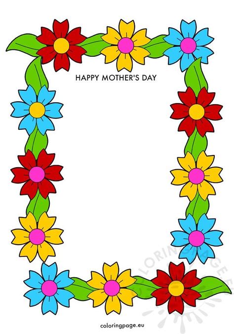 Card Template Mothers Day Floral Border Planerium Worksheets