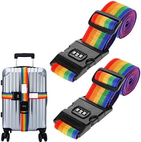 JOELELI 2 Pack Luggage Straps Suitcase Belts Wide Adjustable Quick