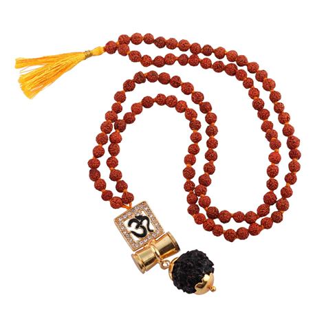 Brass Om Design Panchmukhi Damru Pendant Rudraksh Mala Gram At Rs