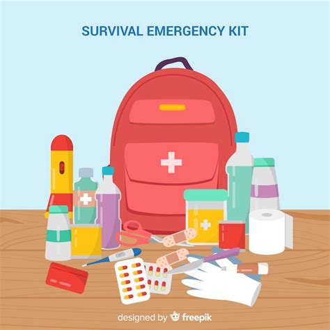 Kit De Emergencia En Diseño Flat Vector Gratis