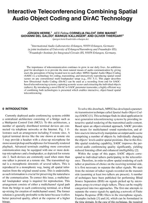 AES E Library Interactive Teleconferencing Combining Spatial Audio