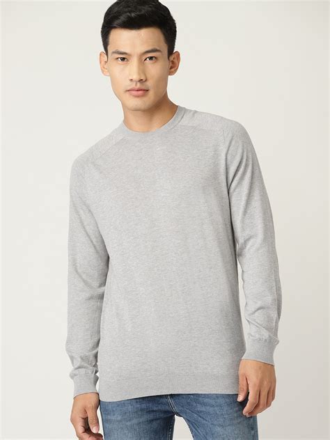 Buy United Colors Of Benetton Men Grey Melange Solid Sweater Sweaters