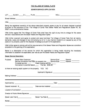 Fillable Online Canalflats Civicweb SewerServiceApplicationForm Doc