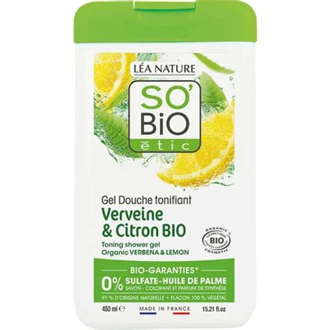 Gel Douche Tonifiant Verveine Citron So Bio Etic 450 Ml La Belle