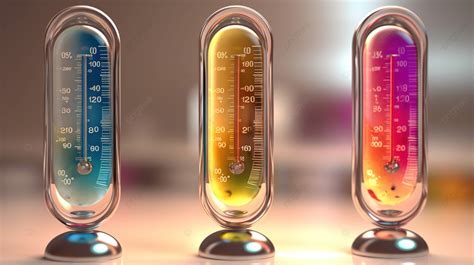 D Illustration Showing Three Thermometers Indicating Varied