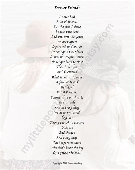 Forever Friends Instant Digital Download Friend Poem Best Friend Poem Friendship Poem