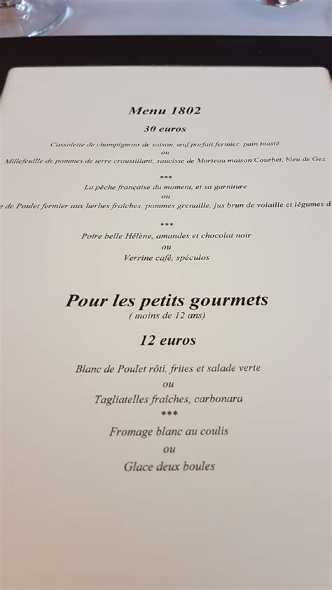 Menu at Le 1802 restaurant Besançon