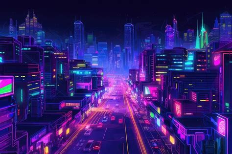 Premium Ai Image Pixel Art Cityscape With A Neon Nightlife Vibe