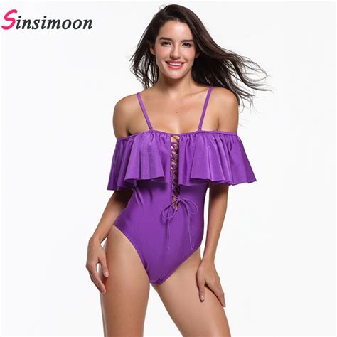 Buy New Style Ruffle Swimsuit Off Shoulder Swimwear