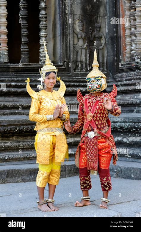 Young Women In Costumes Of The Traditional Khmer Dance Apsara Angkor