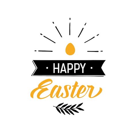 Premium Vector Happy Easter Lettering With Egg And Ear