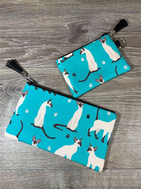 Adorable Siamese Cats Zipper Pouch Perfect For Makeup And Pens 2 Sizes