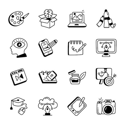 Premium Vector | A black and white illustration of a set of icons for a ...