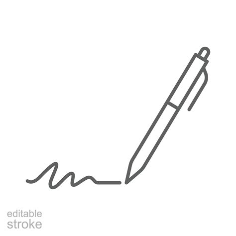 Pen, write icon. Simple outline style. Signature pen, paper, ink, sign ...