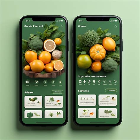 Premium Ai Image Mobile App Layout Design Of Organic Food Delivery