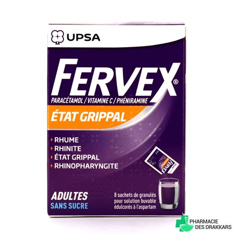 Fervex Adulte Sans Sucre 8 Sachets Granulés