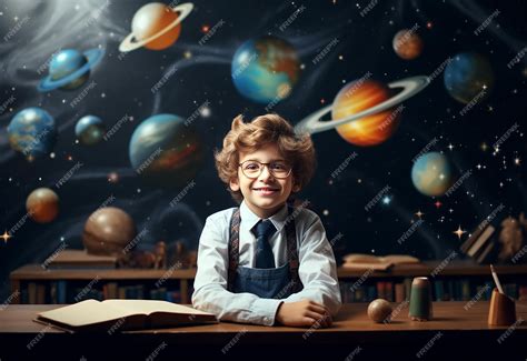 Premium Photo Photo Portrait Of Kid Boy Student Looking Upward