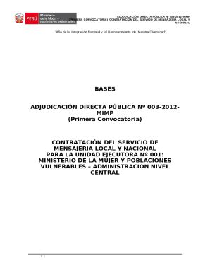 BASES ADJUDICACIN DIRECTA PBLICA N 003 Doc Template PdfFiller