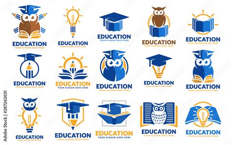 Set of education logo design templates, educational logo design ...