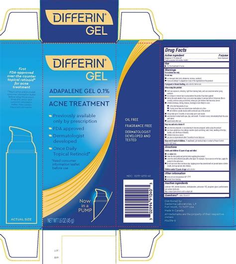 Differin Gel Galderma Laboratories Lp