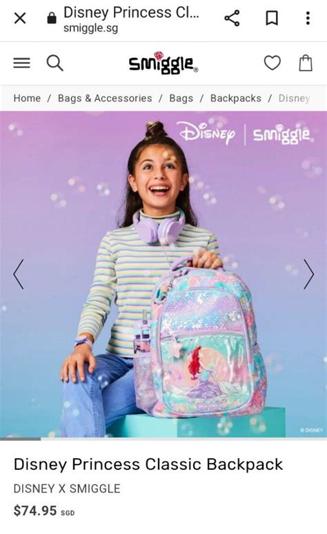 Smiggle Ariel Mermaid Disney Backpack Women S Fashion Bags And Wallets Backpacks On Carousell