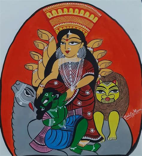 Pin By Pushpa Jena On Kaalighat Painting Durga Painting Indian Folk