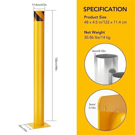 6 Pack Safety Bollard Height Bollard Post 45 Inch Diameter Yellow