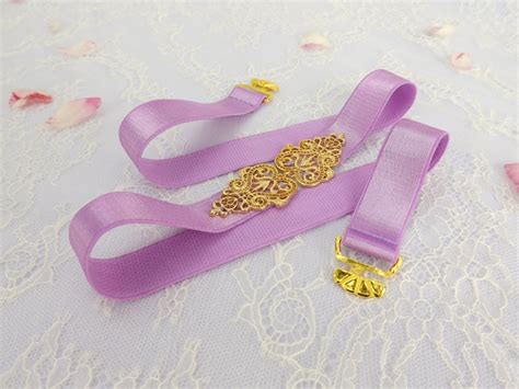 Lilac Bridal Elastic Waist Belt Gold Jeweled Wedding Dress Belt