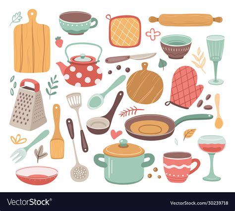 Kitchen Tools Kitchenware Cooking Baking Vector Image