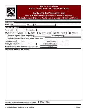 Fillable Online Drexel Application For Possession And Drexel