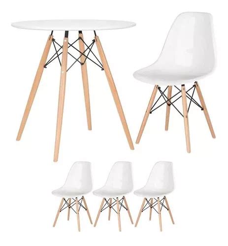 Kit Mesa Eames Wood Cm Cadeiras Acr Licas Eiffel Cor Mesa Branco