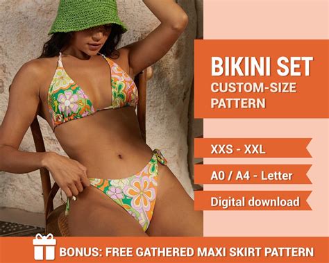 Bikini Sewing Pattern Swimsuit Plus Size Digital Pdf Bikini One Piece Xxs Xxl Easy Womens