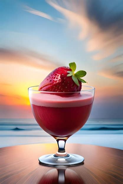 Premium AI Image A Glass Of Strawberry Juice With A Strawberry On Top