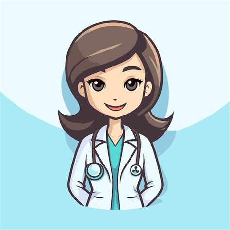 Premium Vector | Female doctor cartoon character with stethoscope Vector illustration of a ...