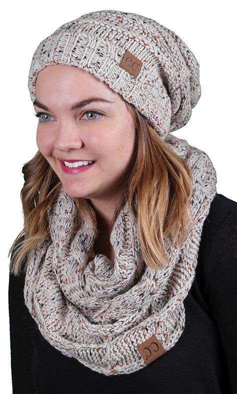 Cc Oversized Slouchy Beanie Bundled With Matching Infinity Scarf