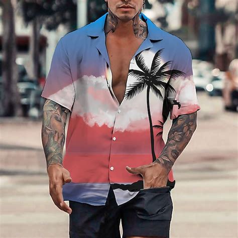 Homme Chemise Chemise hawaïenne Cocotier Imprimés Photos Col rabattu