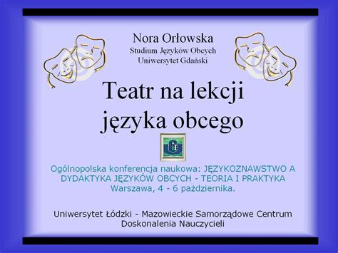 Teatr Na Lekcji Jezyka Obcego Ppt