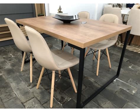 Conjunto Mesa De Jantar M Industrial Cadeiras Eiffel Boton