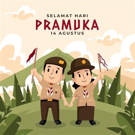 gerakan pramuka indonesia png transparent hand drawn cute children