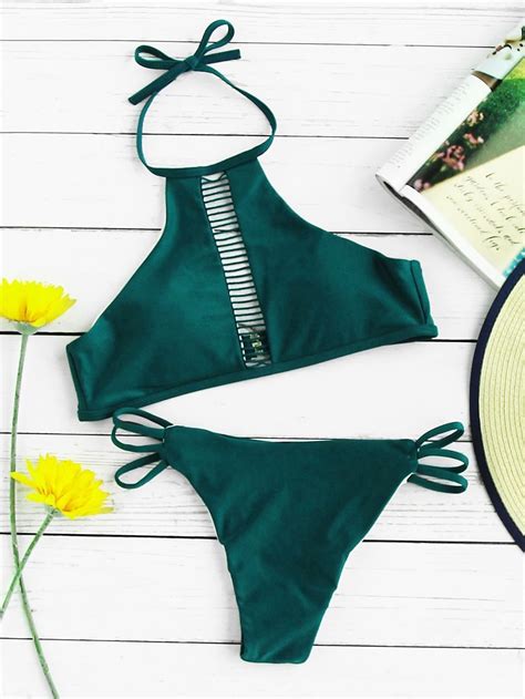 Ladder Cutout Halter Bikini Set Shein Sheinside